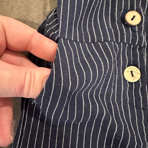 Baileys Blossoms 3-6 Months Baby Girl Blue White Stripe Romper Overalls Jumpsuit - Picture 6 of 9